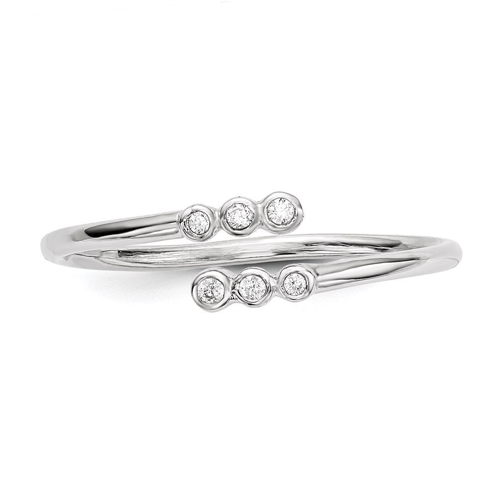 Sterling Silver Rhodium-plated Cubic Zirconia Adjustable Ring Size 7