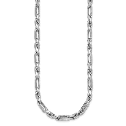 Sterling Silver Polished 5.5mm Figaro Rope Chain Necklace Necklace 20"