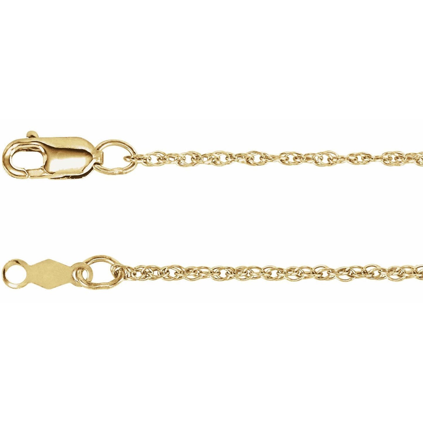 14k Yellow Gold 1.25 mm Rope Chain Necklace 24" Fine Gift for Women