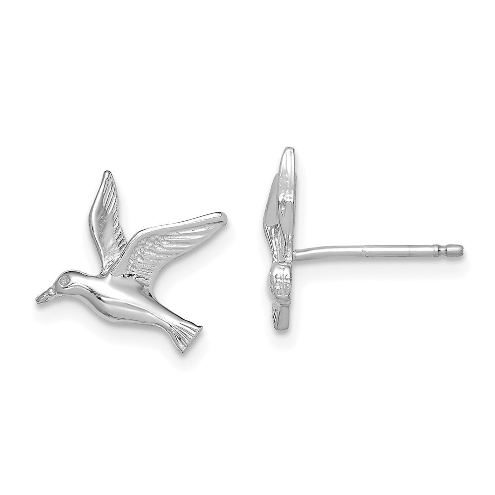 14K White Gold Polished Seagull Stud Earrings Gift for Women