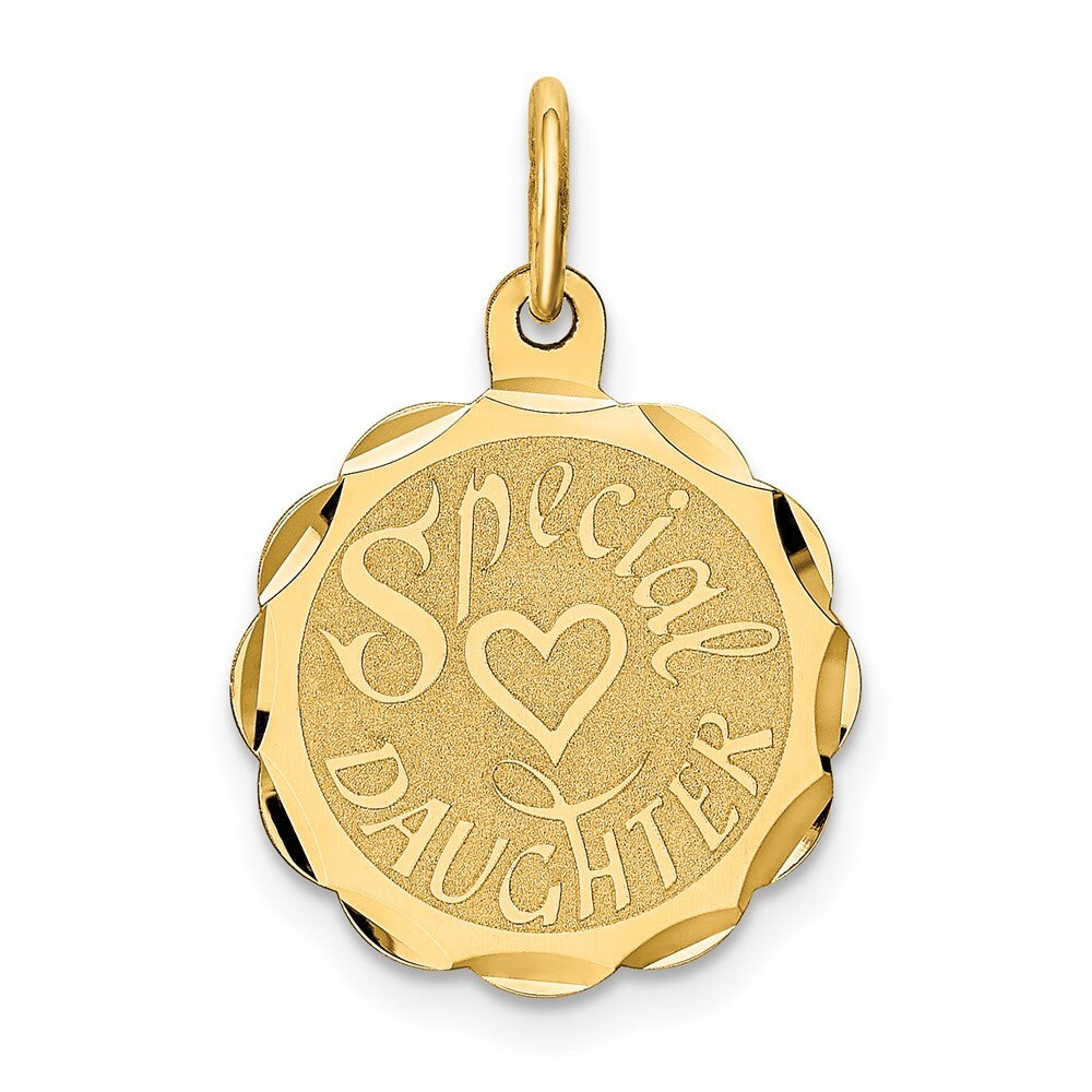 14k Yellow Gold SPECIAL DAUGHTER Charm Pendant for Women
