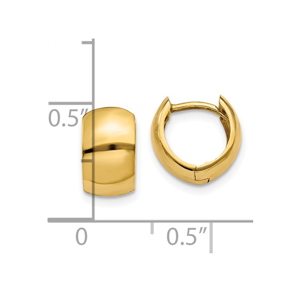 14k Yellow Gold Round Hinged Hoop Earrings Gift for Women