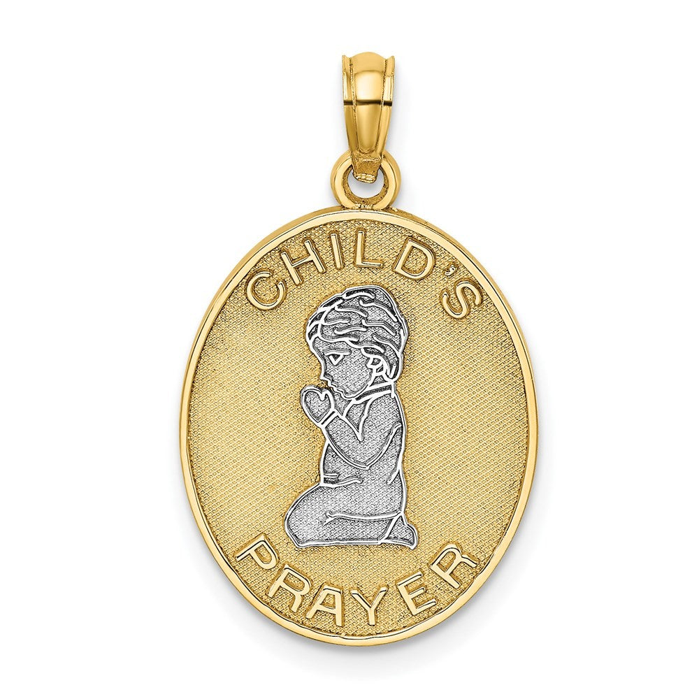 14k Yellow Gold w Rhodium Reversible CHILDS PRAYER w Boy Charm