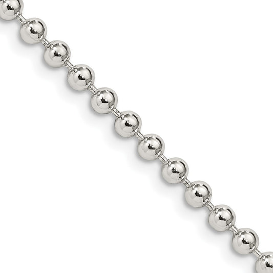 Sterling Silver 3mm Beaded Chain Necklace