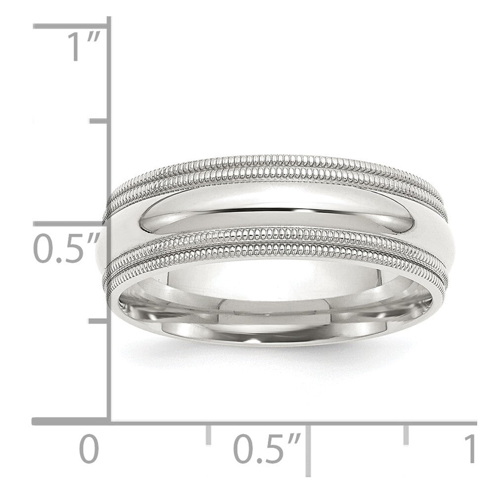 Sterling Silver 7mm Comfort Fit Double Milgrain Size 11 Band