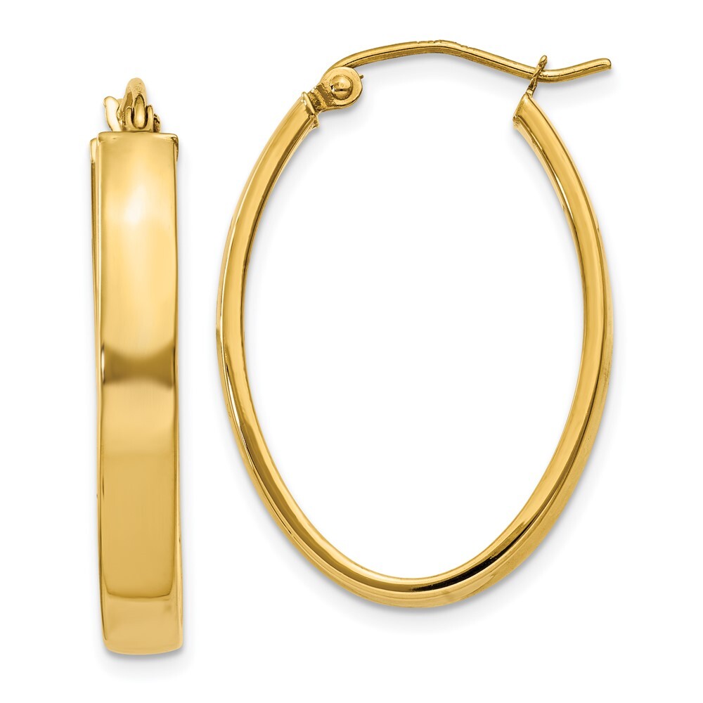 14k Yellow Gold Lightweight Oval Hoop Earrings Gift for Women