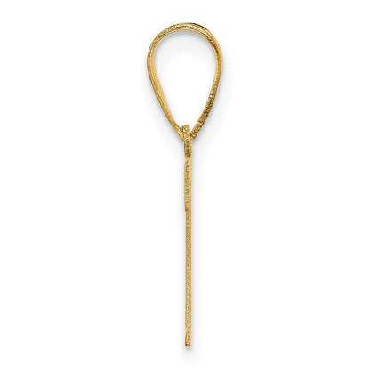 14k Yellow Gold Polished Etched Letter T Initial Pendant for Women