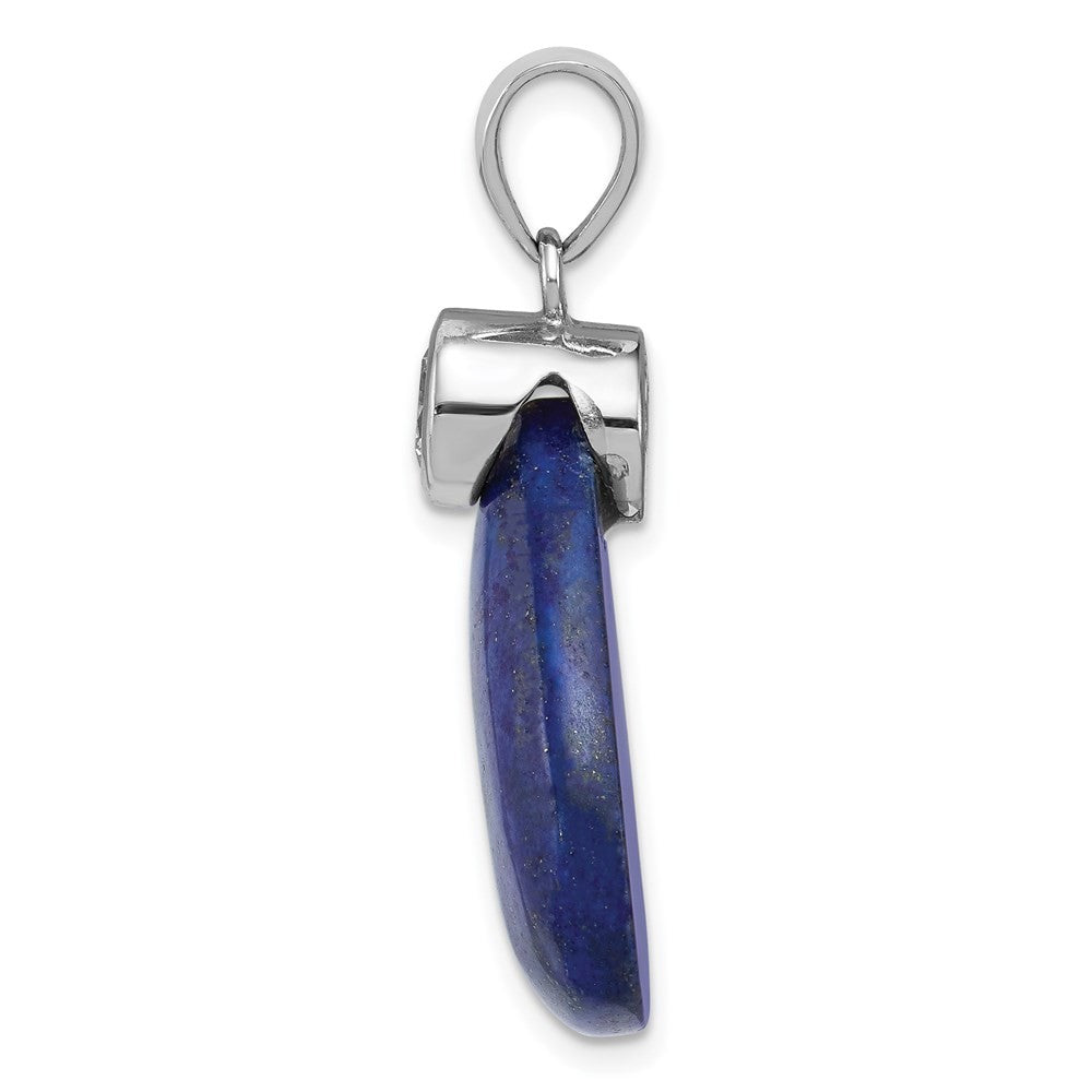Sterling Silver Rhodium-plated w/Cubic Zirconia and Lapis Lazuli Pendant