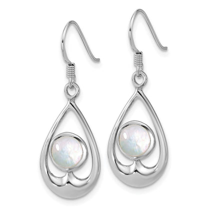 Sterling Silver Rhodium-plated Polished MOP Teardrop Dangle Earrings