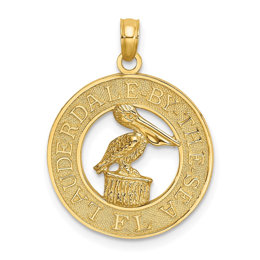 14k Yellow Gold LAUDERDALE-BY-THE-SEA FL Pelican Charm Pendant for Women