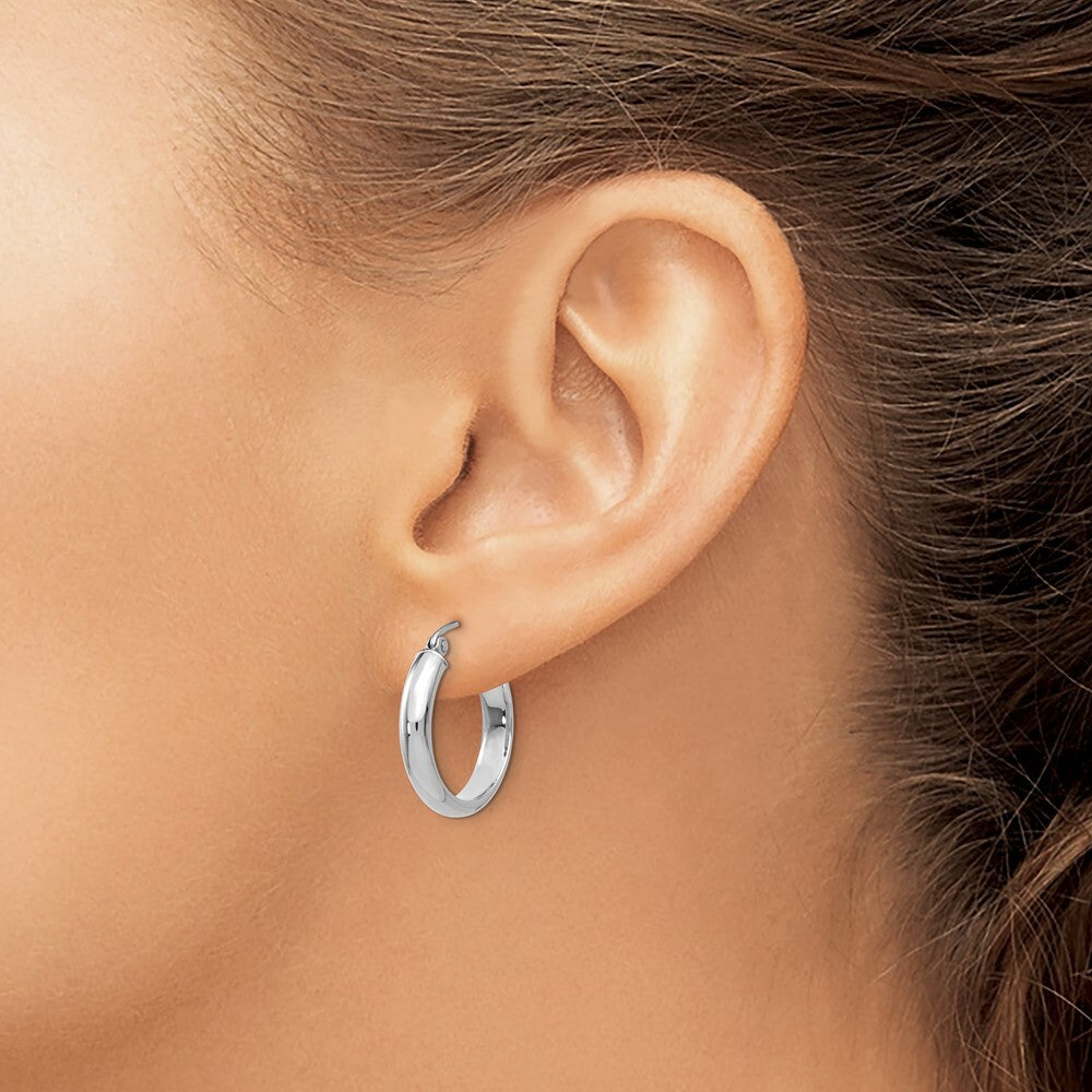 14k White Gold Hoop Earrings Gift for Women