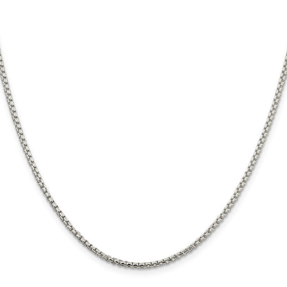 Sterling Silver 2mm Round Box Chain Necklace