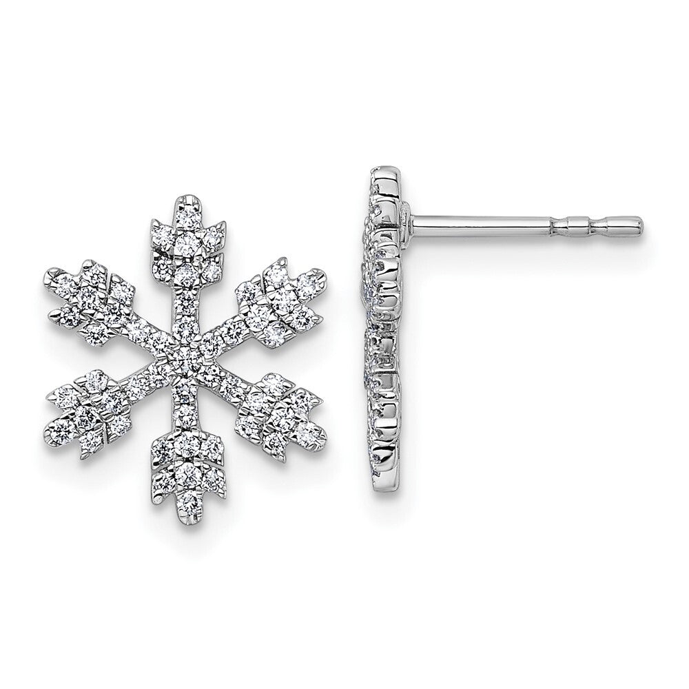 14k White Gold Snowflake Diamond Stud Earrings
