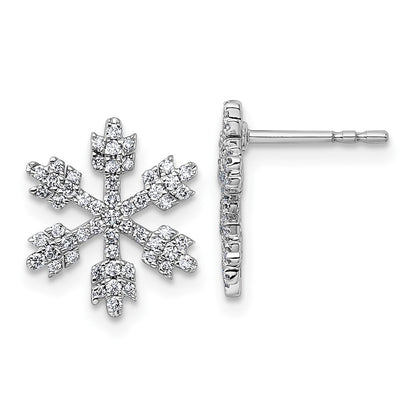 14k White Gold Snowflake Diamond Stud Earrings