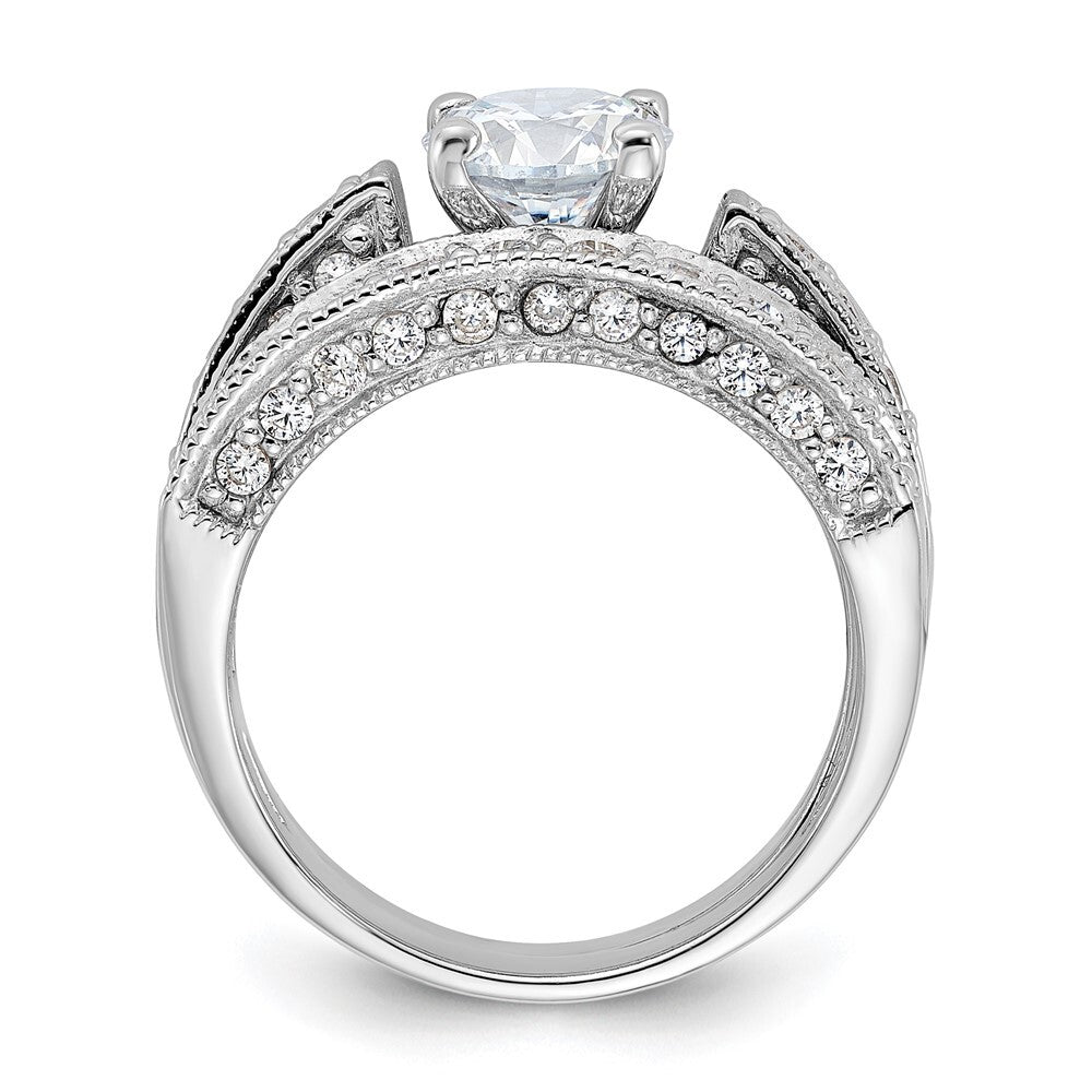 Sterling Silver Rhodium-plated 2-Piece Cubic Zirconia Wedding Set Ring Size 7