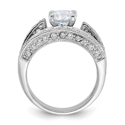 Sterling Silver Rhodium-plated 2-Piece Cubic Zirconia Wedding Set Ring Size 7