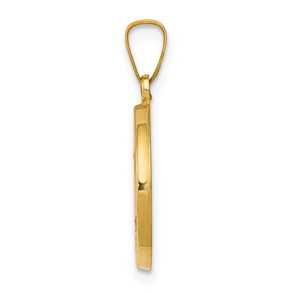 14k Yellow Gold Polished and Satin St. Andrew Medal Hollow Pendant for Women