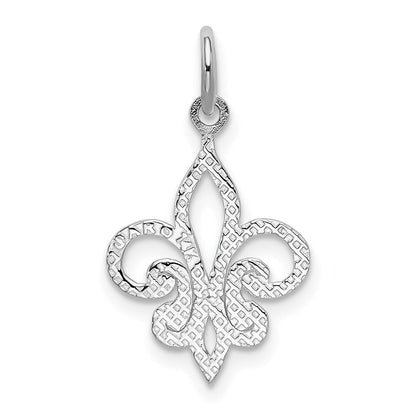 14k White Gold Fleur De Lis Charm Pendant for Women