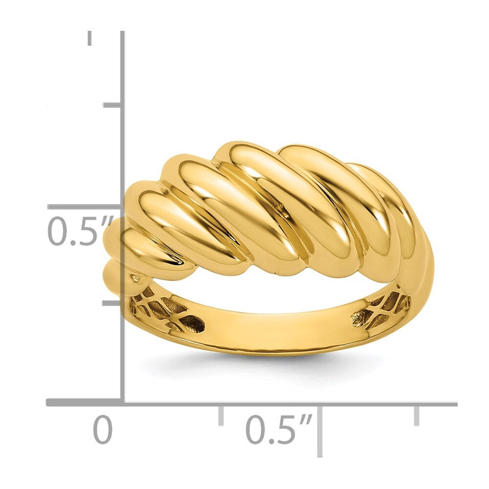 14K Yellow Gold Polished Twisted Domed Ring Size 7