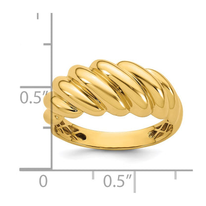 14K Yellow Gold Polished Twisted Domed Ring Size 7