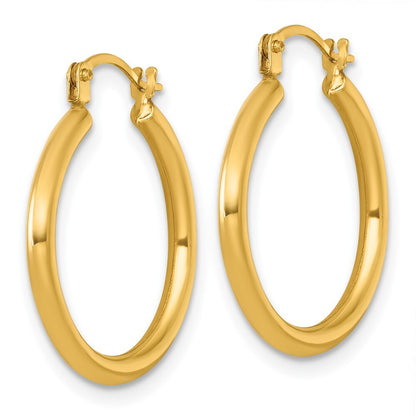 14k Yellow Gold Polished 2mm Hoop Earrings Gift for Women