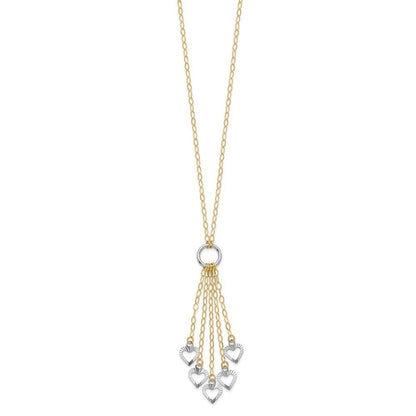 14K Two-tone Gold Adjustable Heart Drop Necklace