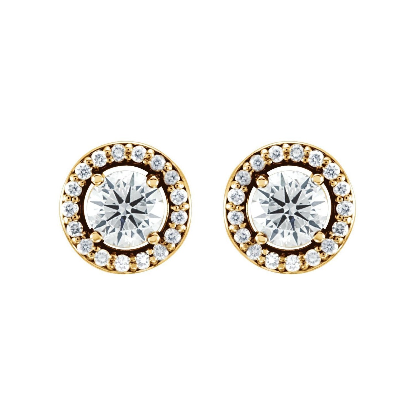 14k Yellow Gold 1/2 CTW Natural Diamond Halo-Style Stud Earrings