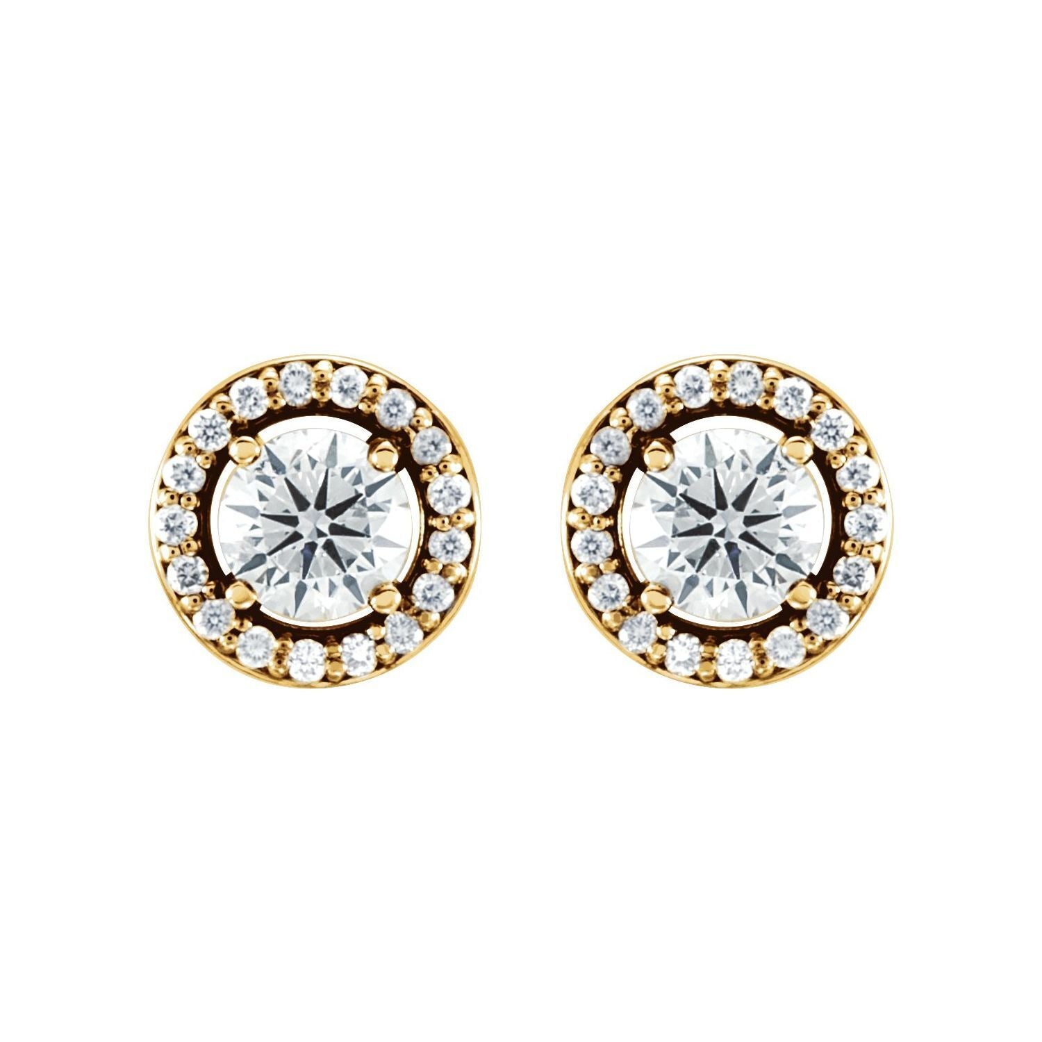 14k Yellow Gold 1/2 CTW Natural Diamond Halo-Style Stud Earrings