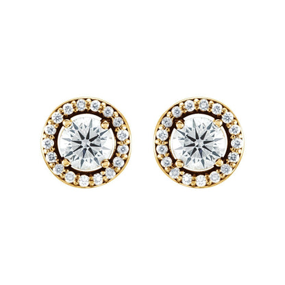 14k Yellow Gold 1/2 CTW Natural Diamond Halo-Style Stud Earrings