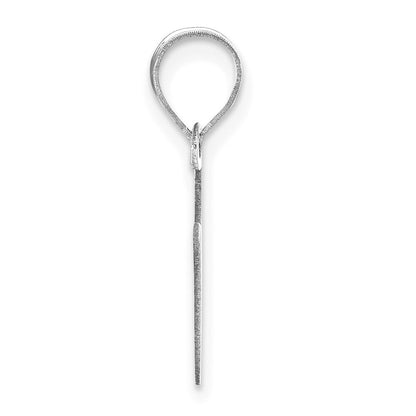 14k White Gold Polished Bubble Letter V Initial Pendant for Women