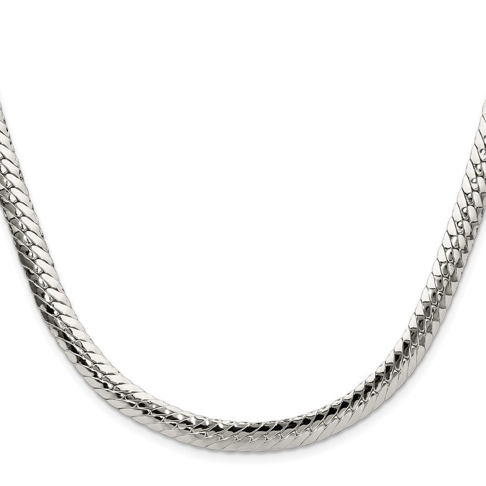 Sterling Silver Polished 6.25mm Double Oval Flat Chain Necklace