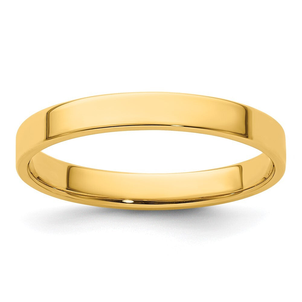 14K Yellow Gold Yellow Gold 3mm Lightweight Flat Wedding Band Size 10