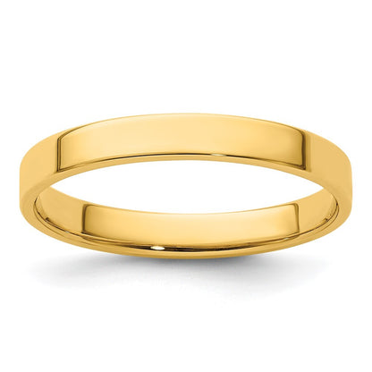 14K Yellow Gold Yellow Gold 3mm Lightweight Flat Wedding Band Size 10