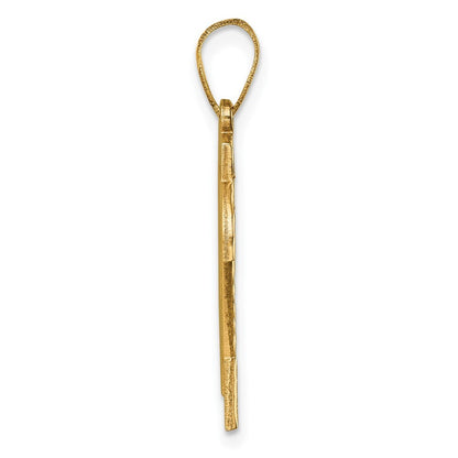 14k Yellow Gold Large Brushed Diamond-cut Number 24 Charm Pendant for Women
