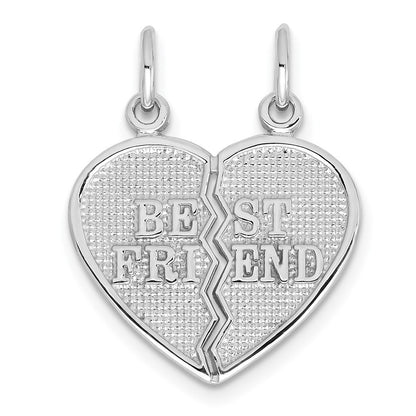 14k White Gold BEST FRIEND Break-apart Charm Pendant