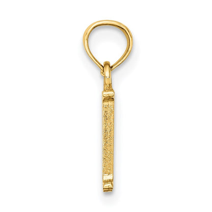14k Yellow Gold Polished Block Letter M Initial Pendant for Women