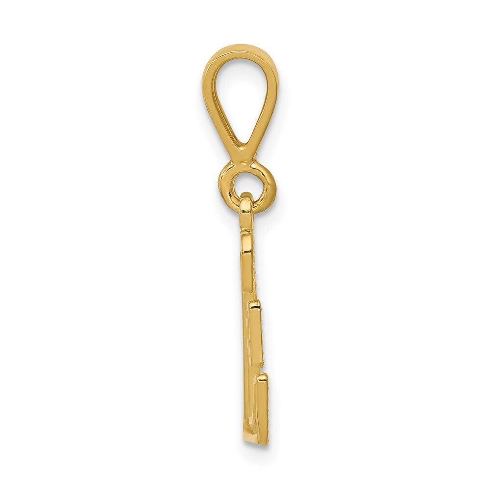 14k Yellow Gold Textured Initial E Charm Pendant for Women