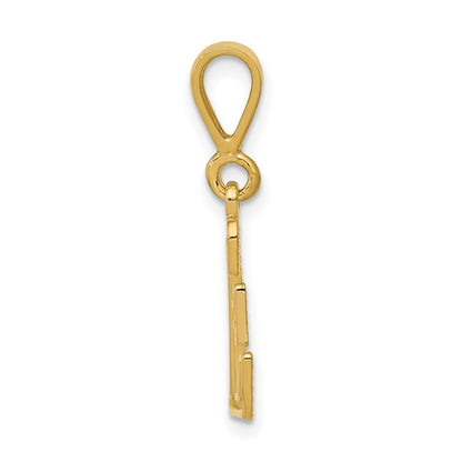 14k Yellow Gold Textured Initial E Charm Pendant for Women