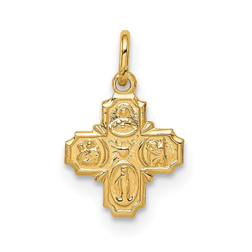 14k Yellow Gold Solid Polished Tiny 4-Way Medal