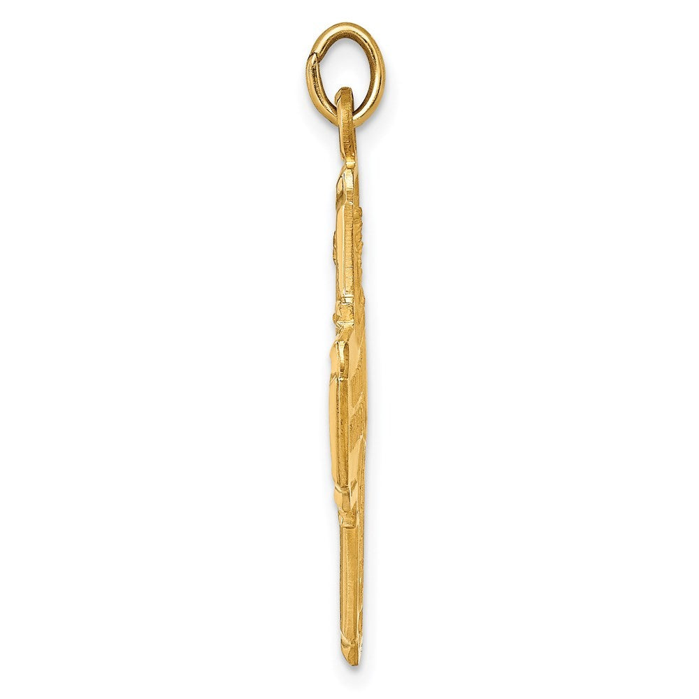 14k Yellow Gold Solid Polished Satin Medium 4-Way Medal
