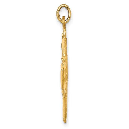 14k Yellow Gold Solid Polished Satin Medium 4-Way Medal