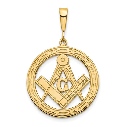 14k Yellow Gold Polished & Textured Large Masonic Symbol Pendant