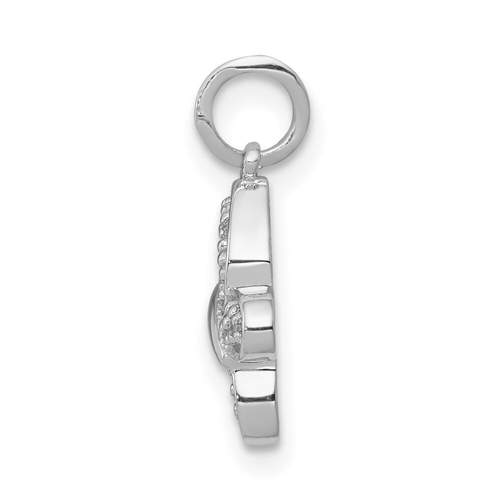 14k White Gold Diamond Butterfly Charm Pendant for Women