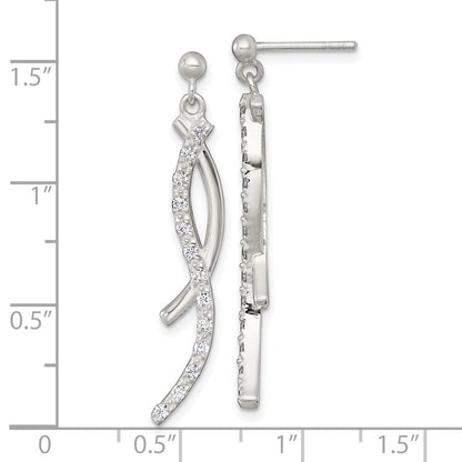 Sterling Silver Polished Fancy CZ Swirl Dangle Earrings