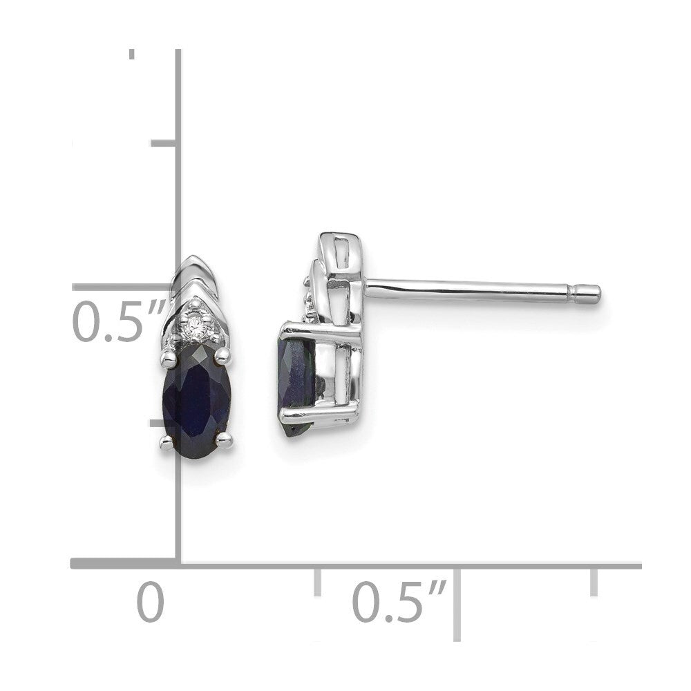 14k White Gold Sapphire and Diamond Stud Earrings Gift for Women