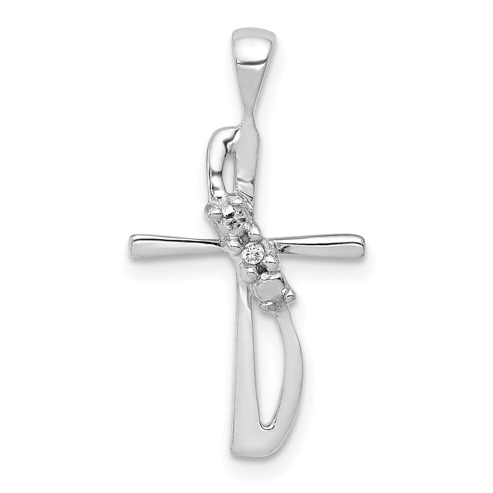 14k White Gold .01ct. Diamond Cross Pendant for Women