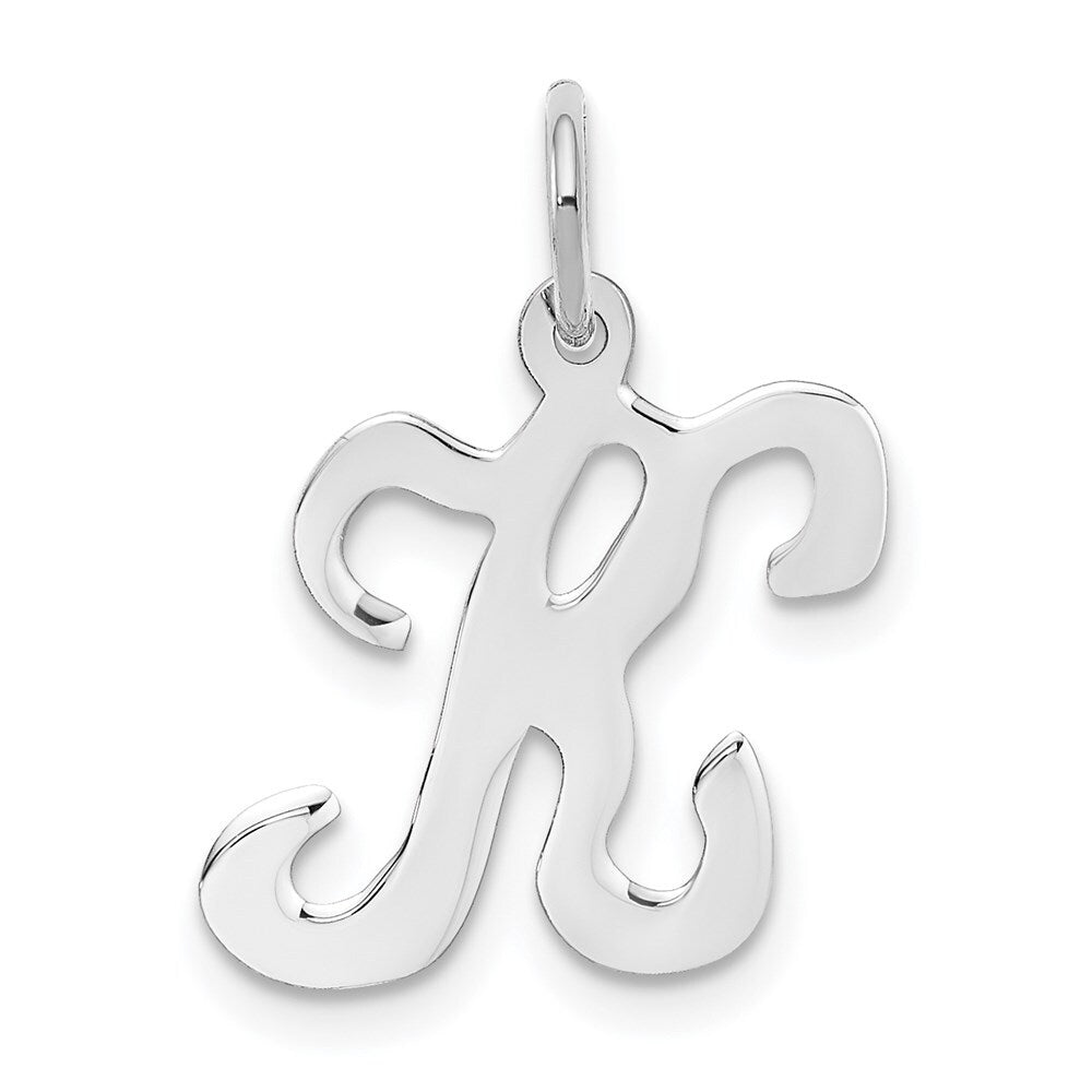 14k White Gold Script Letter K Initial Charm Pendant for Women