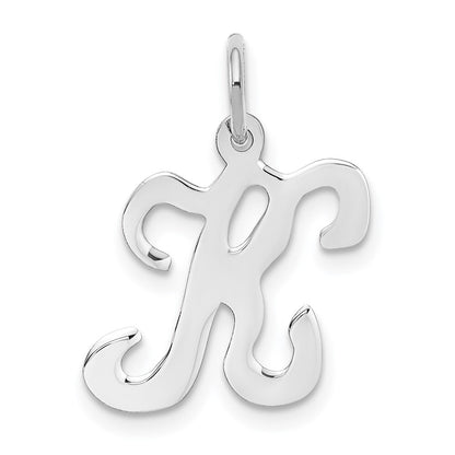 14k White Gold Script Letter K Initial Charm Pendant for Women