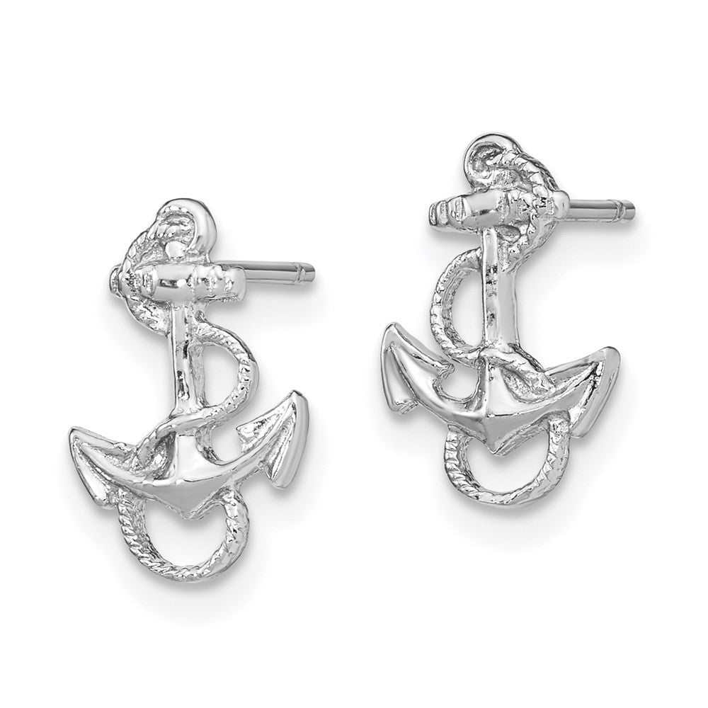 14K White Gold Anchor with Rope Trim Earrings