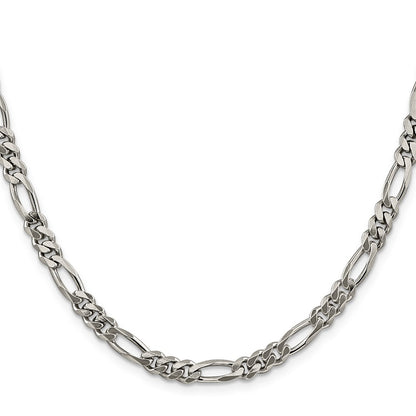 Sterling Silver Rhodium-plated 5.25mm Figaro Chain Necklace